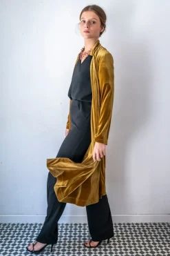 Abrigo midi cuello mao