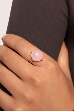 Anillo Celebrate Pink Ba&ntilde;o Oro