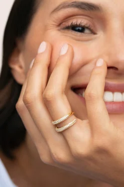Anillo Doble Scarlett Ba&ntilde;o Oro