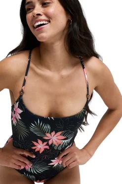 Ba&ntilde;ador estampado flores tropical