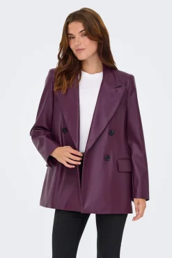 Blazer cruzada de piel vegana