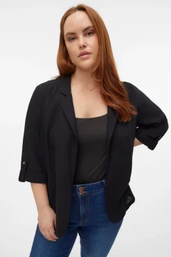 Blazer de mujer abierta con solapa talla grande