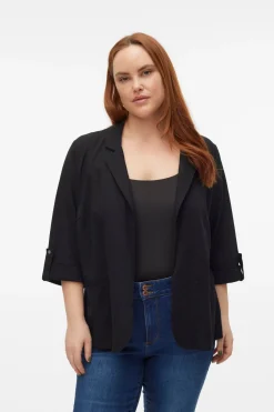 Blazer de mujer abierta con solapa talla grande