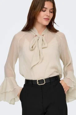 Blusa de gasa manga volantes