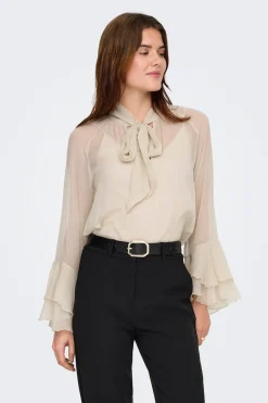 Blusa de gasa manga volantes