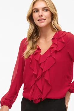 Blusa de manga larga con volantes