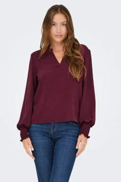 Blusa manga larga frunces