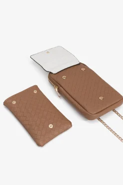 Bolso para tel&eacute;fono texturizado bicolor