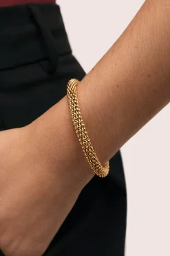 Brazalete Disco Acero Ba&ntilde;o Oro