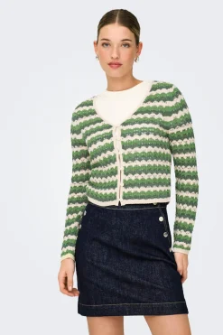 C&aacute;rdigan de crochet troquelado