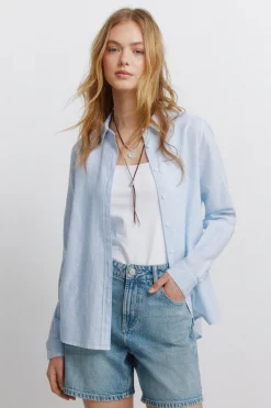 Camisa b&aacute;sica efecto lino