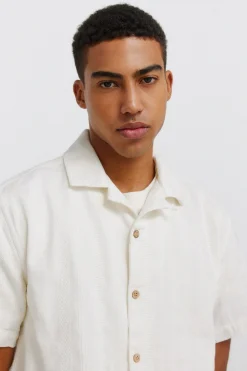 Camisa bowling manga corta jacquard