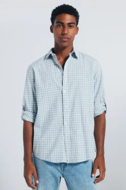 Camisa cuadros algod&oacute;n slub