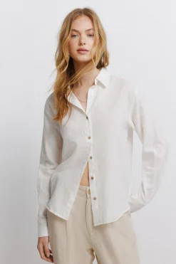 Camisa lino escote pico