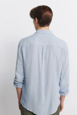 Camisa lino viscosa bolsillos