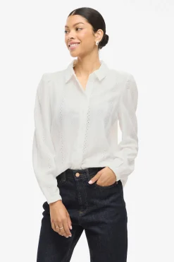 Camisa manga larga con bordado ingl&eacute;s