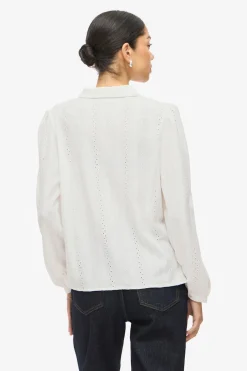 Camisa manga larga con bordado inglés