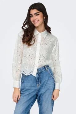 Camisa troquelada manga larga