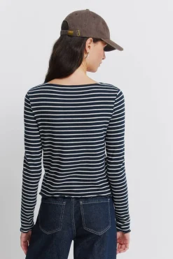 Camiseta de rayas con botenes