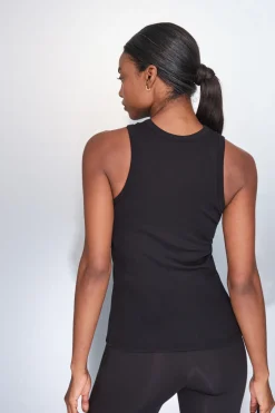 Camiseta halter algod&oacute;n canal&eacute; negro