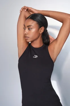Camiseta halter algod&oacute;n canal&eacute; negro