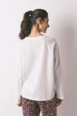 Camiseta manga larga 100% algod&oacute;n blanca