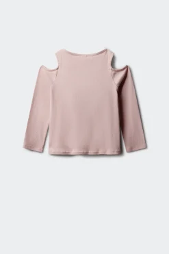 Camiseta manga larga rib hombro descubierto ni&ntilde;a