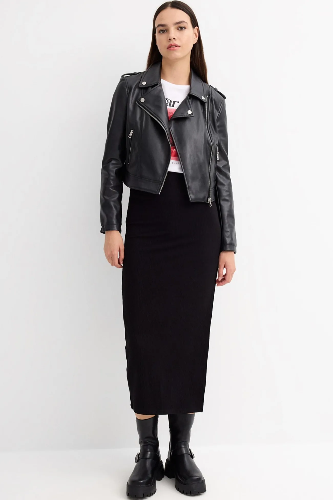 Cazadora Biker Efecto Piel