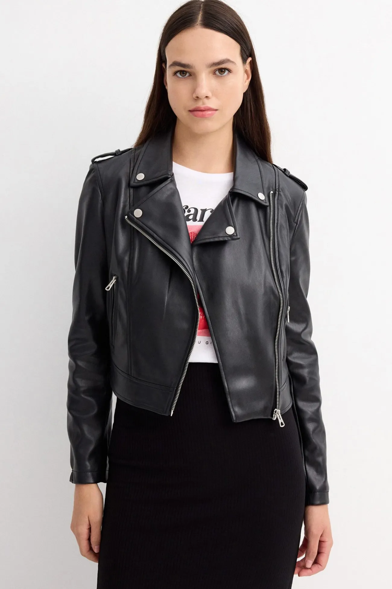 Cazadora Biker Efecto Piel