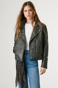 Cazadora Biker Efecto Piel