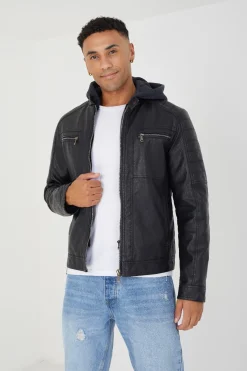 Chaqueta biker con capucha