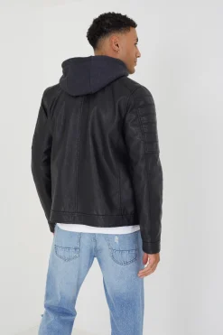 Chaqueta biker con capucha
