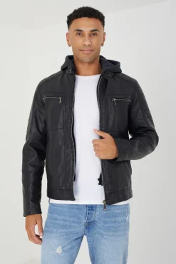 Chaqueta biker con capucha