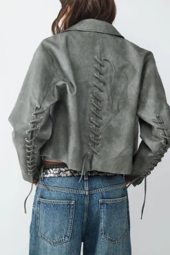 Chaqueta biker efecto desgastada
