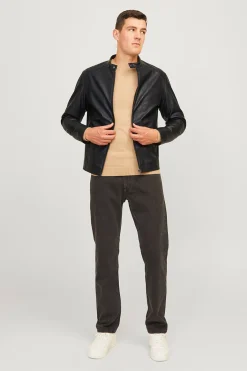 Chaqueta biker sintética corta
