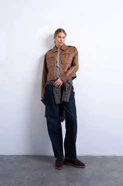 Chaqueta corta biker efecto piel