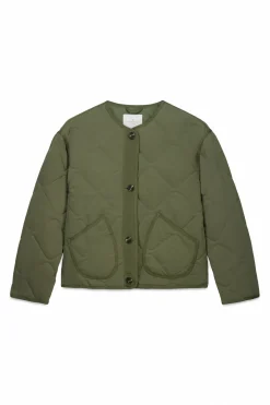 Chaqueta corta verde acolchada