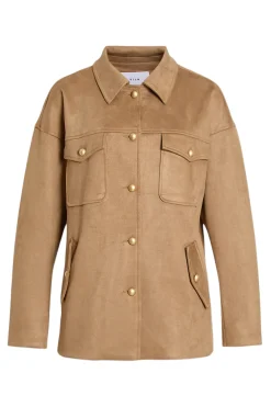 Chaqueta de antelina abotonada