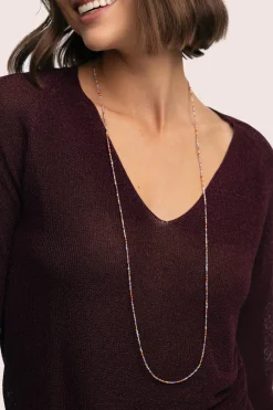 Collar Long Full Crystal Summer Acero Ba&ntilde;o Oro