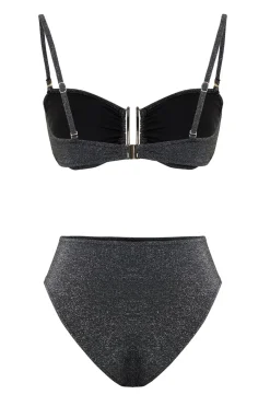 Conjunto de bikini bandeau alto brillo