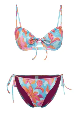 Conjunto de bikini fruncido floral