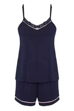 Conjunto de pijama corto lencero lazos