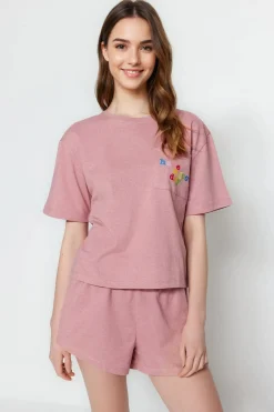 Conjunto de pijama corto liso