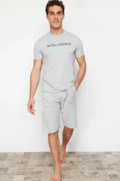 Conjunto de pijama corto liso