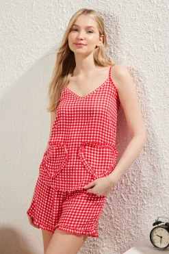 Conjunto de pijama corto vichy corazones