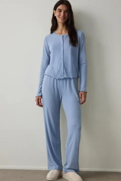 Conjunto de pijama de manga larga con cuello redondo Dahlia con efecto t&eacute;rmico