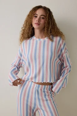 Conjunto de pijama t&eacute;rmico de manga larga con cuello redondo Moonlight