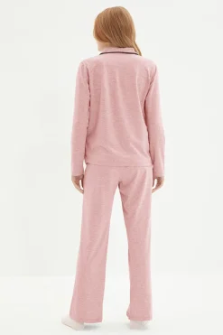 Conjunto pijama camisero bolsillo animales rosa