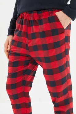 Conjunto pijama hombre cuadros rojo y azul
