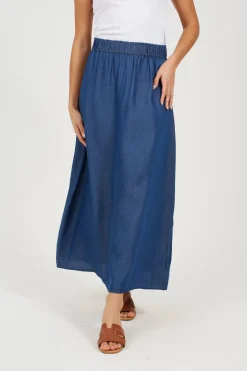 Falda midi con cintura el&aacute;stica